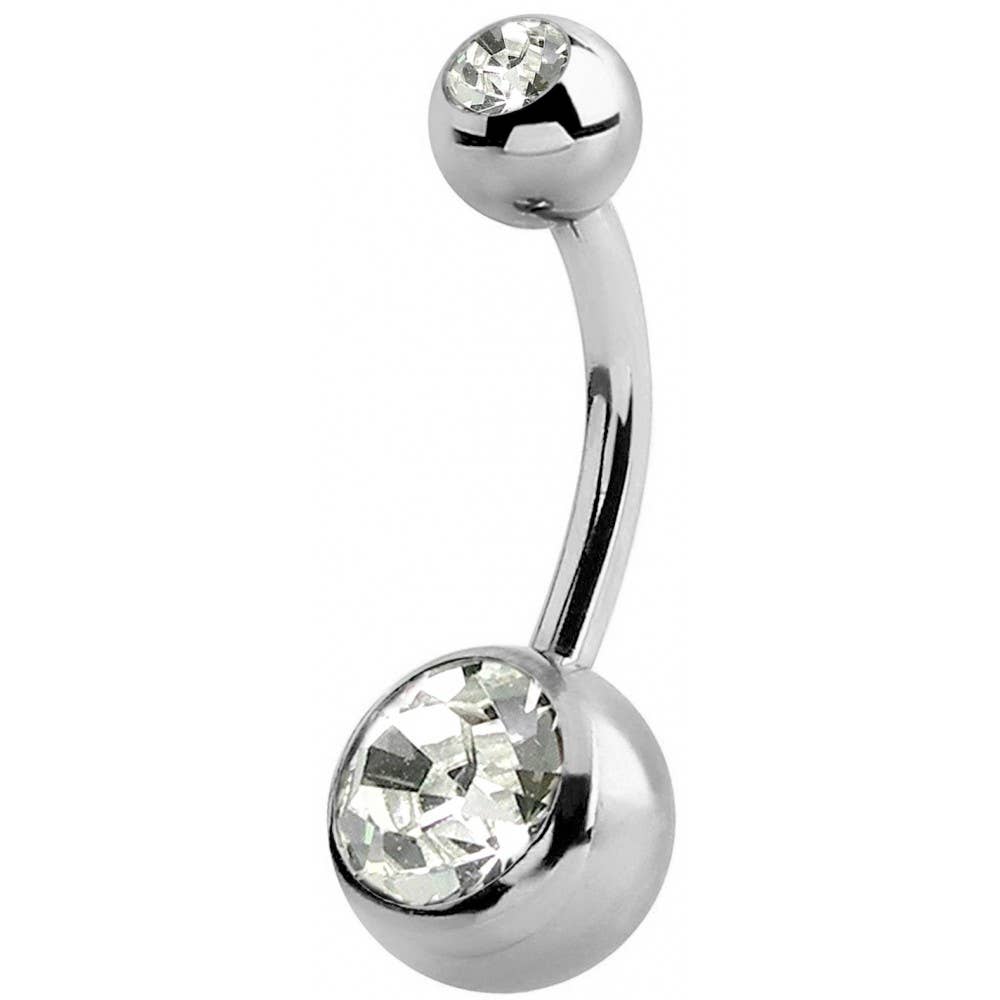Double Jeweled Bananabell Belly Ring, Surgical Steel 316L