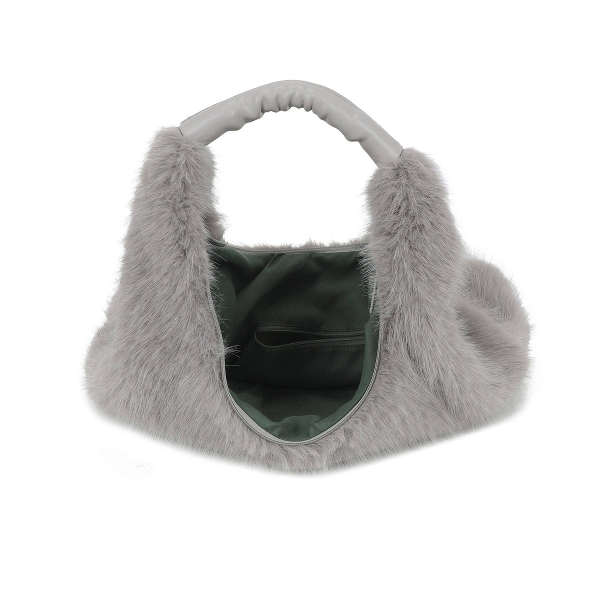 Spacious Faux Fur Hobo Shoulder Bag Crossbody Strap