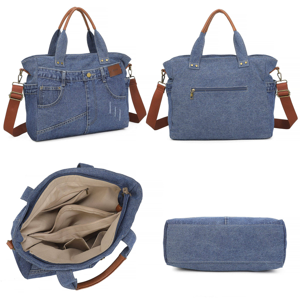 Large Spacious Vintage Denim Crossbody Shoulder To