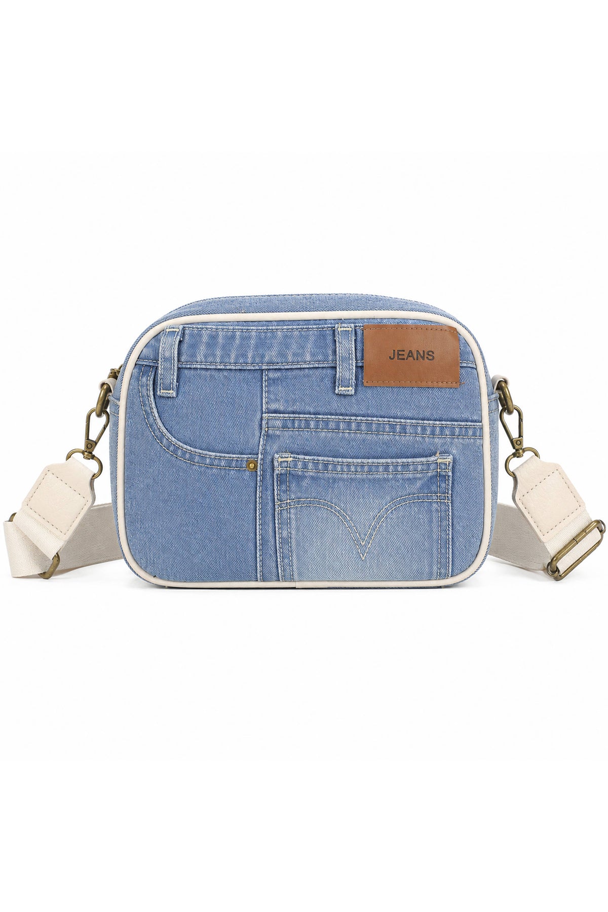 Jean Style Denim Crossbody Bag with Adjustable Strap