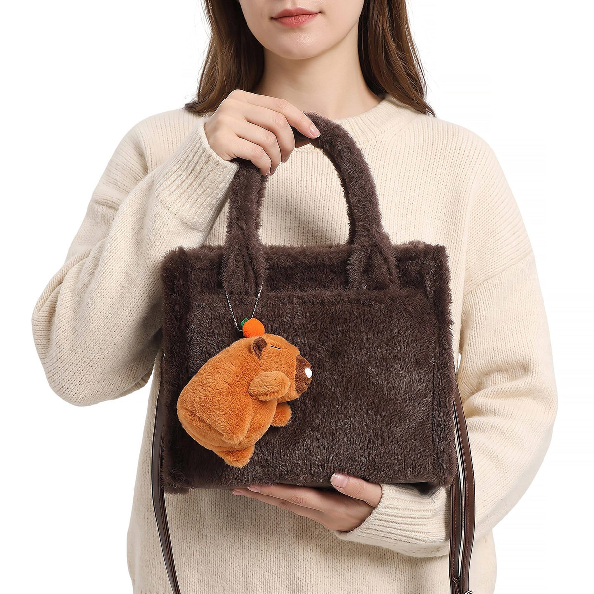 Soft Fluffy Plush Cute Furry Charm Crossbody Handbag
