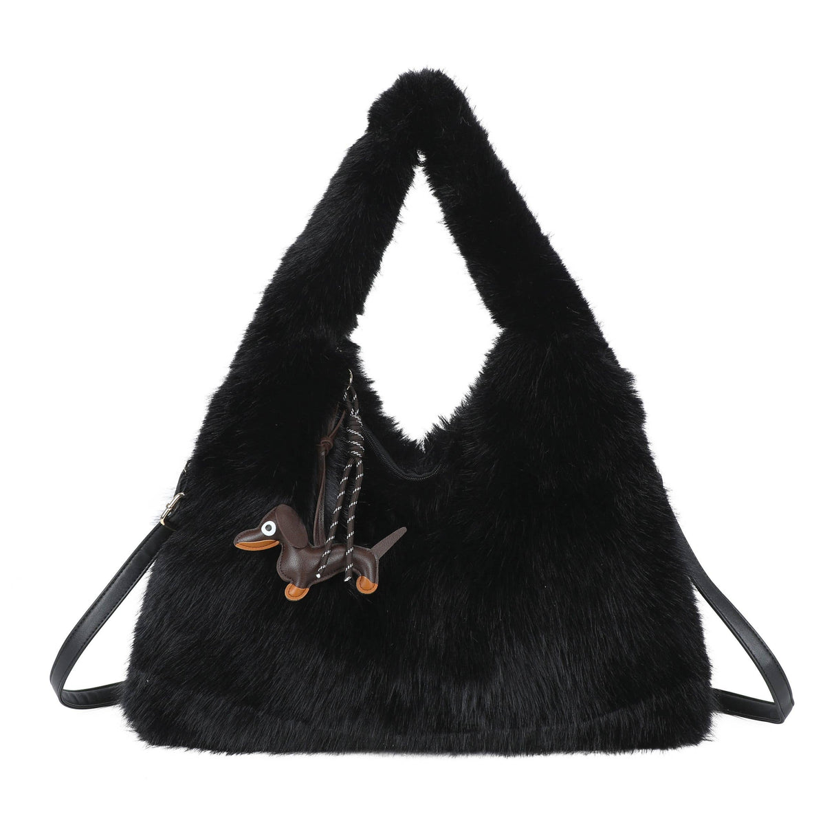 Cozy Faux Fur Hobo Soft Textured Tote Shoulder Bag