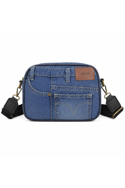 Jean Style Denim Crossbody Bag with Adjustable Strap