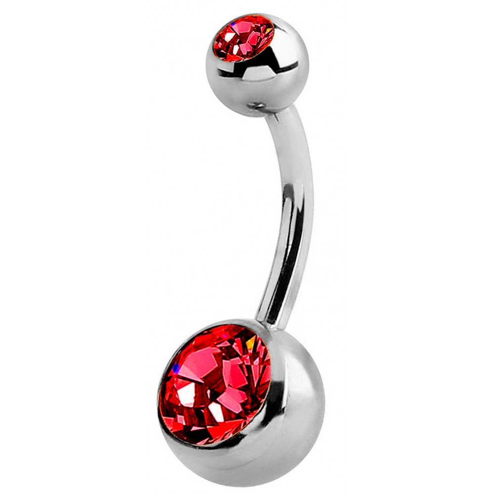 Double Jeweled Bananabell Belly Ring, Surgical Steel 316L