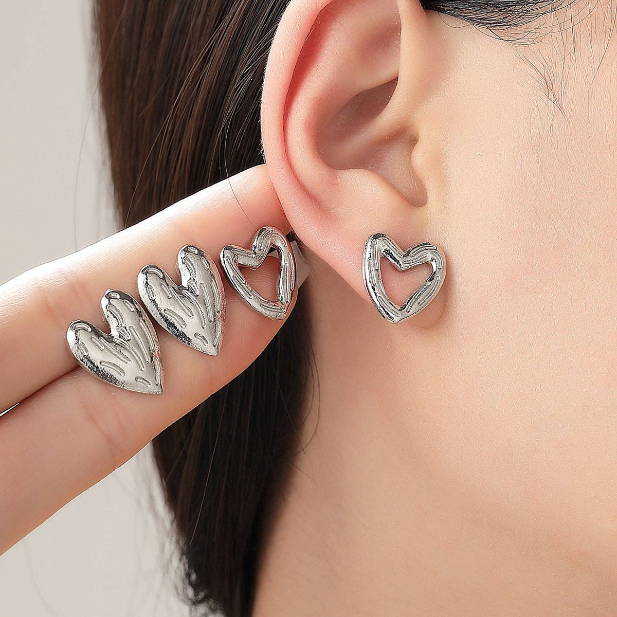 Mixed- Design Heart Baroque Pearl Stud Earring Set