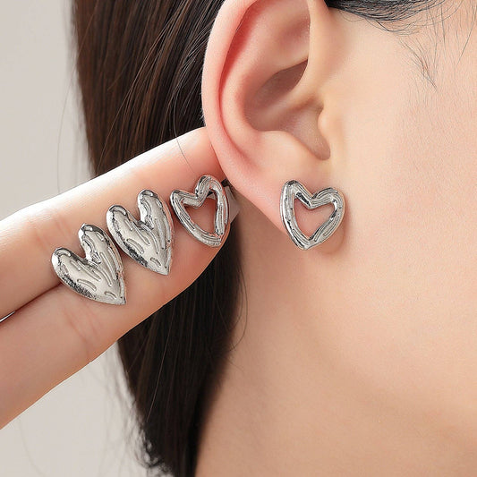 Mixed- Design Heart Baroque Pearl Stud Earring Set