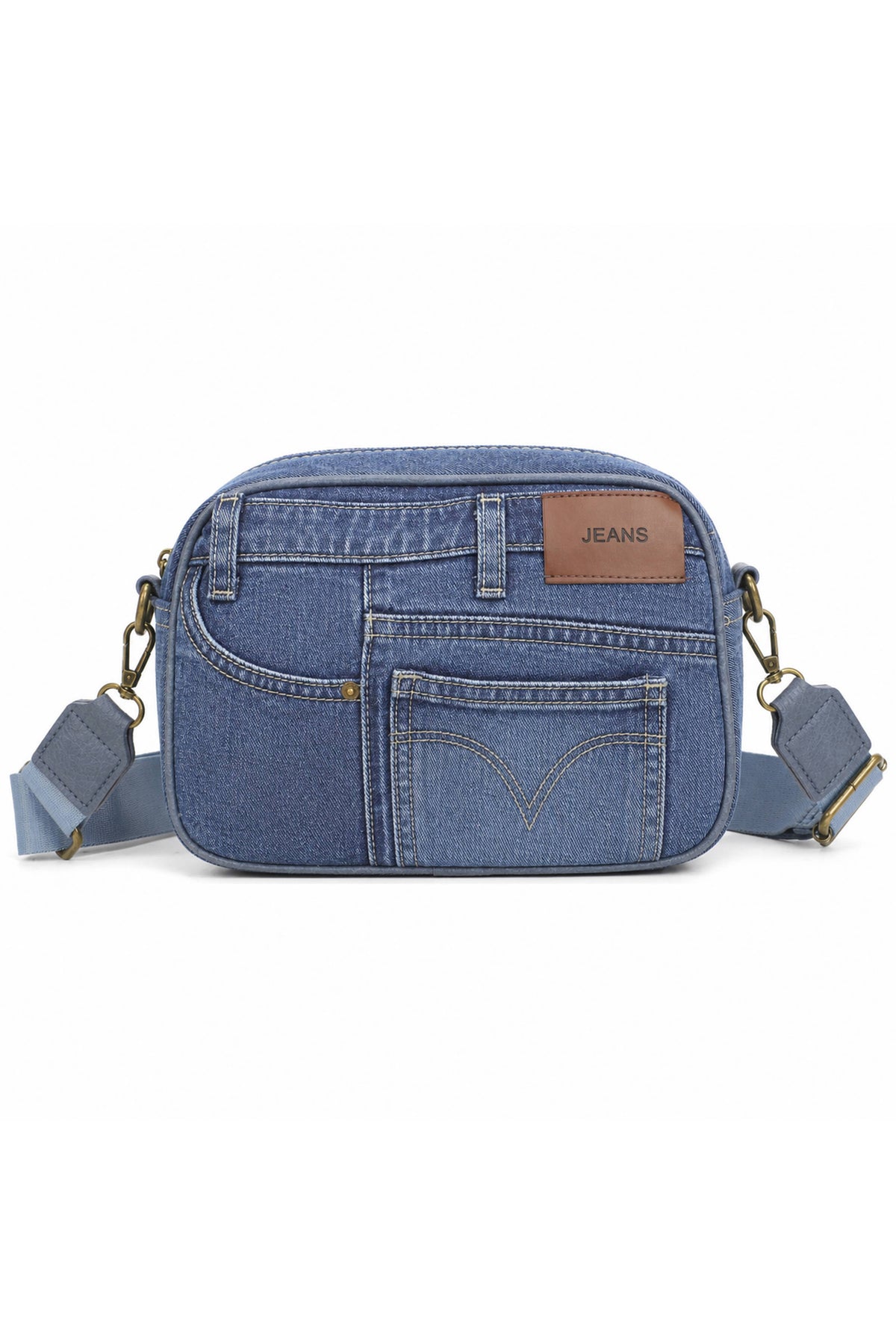 Jean Style Denim Crossbody Bag with Adjustable Strap